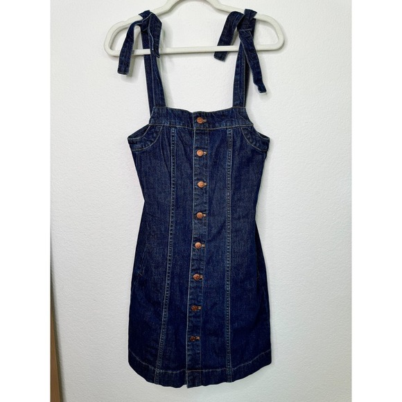 Madewell Dark Denim Tie Strap Mini Dress - Picture 4 of 12